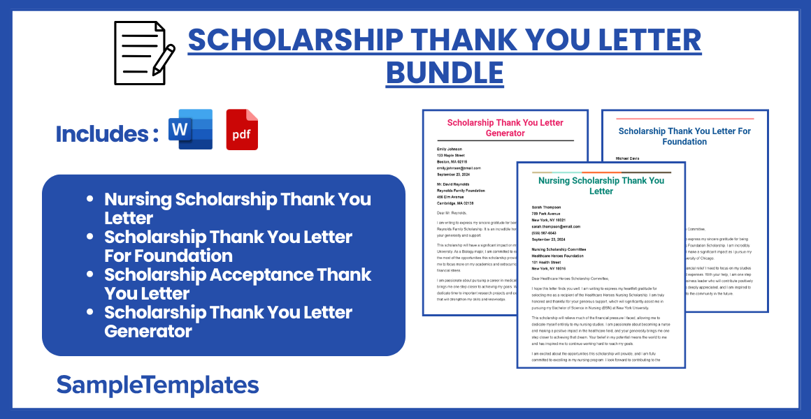 scholarship thank you letter bundle