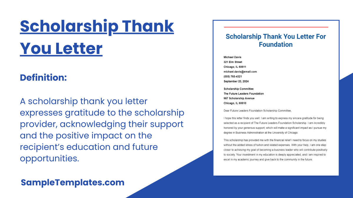 Scholarship Thank You Letter