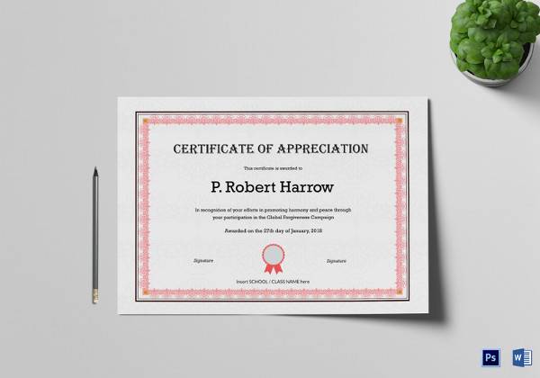 school appreciation certificate template