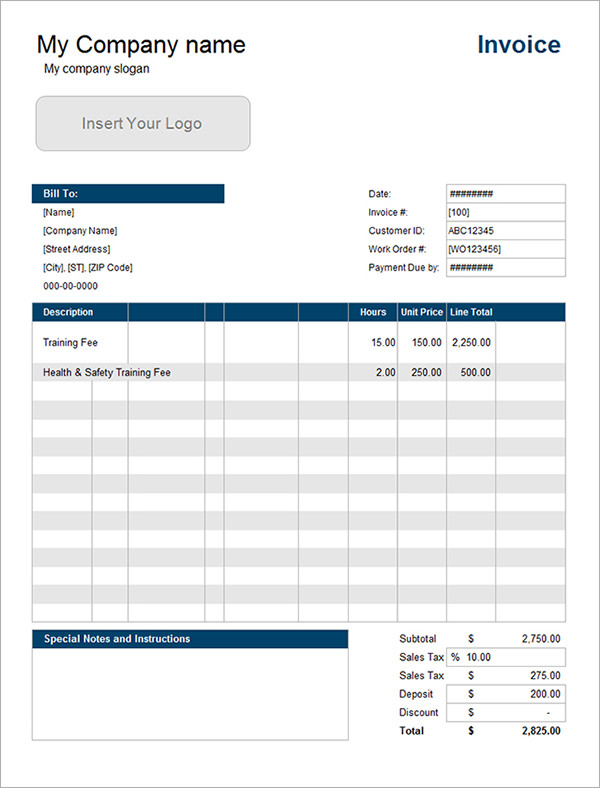 service invoice with customer list1