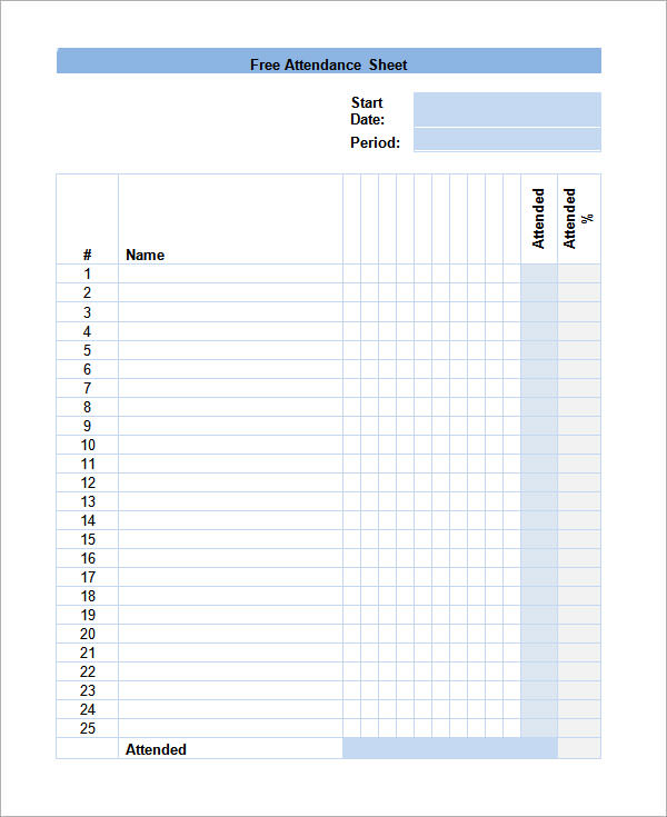 Free Attendance Chart