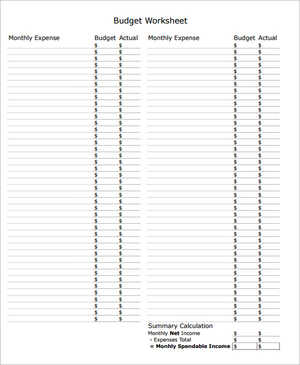 home budget spreadsheet blank