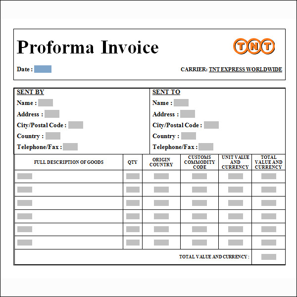 downloadable simple proforma invoice template