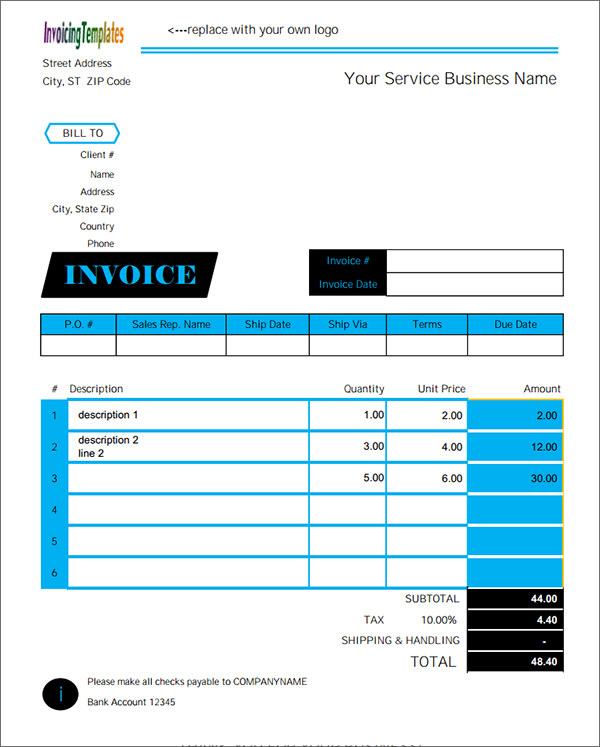 simple service invoice template