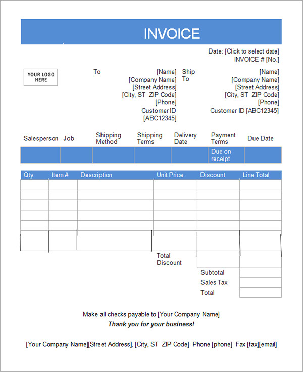tax invoice excel format free download
