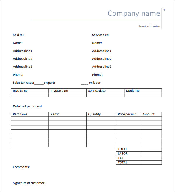 FREE 32+ Printable Service Invoice Templates in Google Docs Google Sheets Excel MS Word