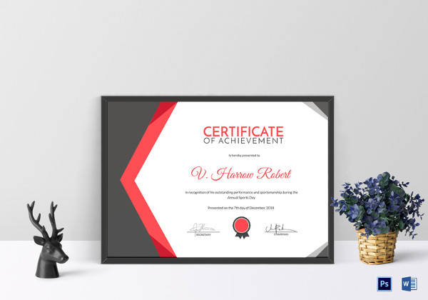 sports day achievement certificate template
