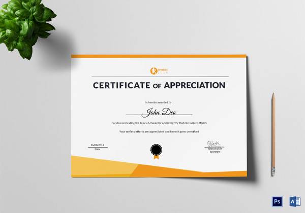 sportsmanship appreciation certificate template