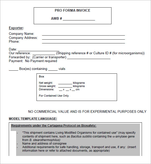 standard proforma invoice1