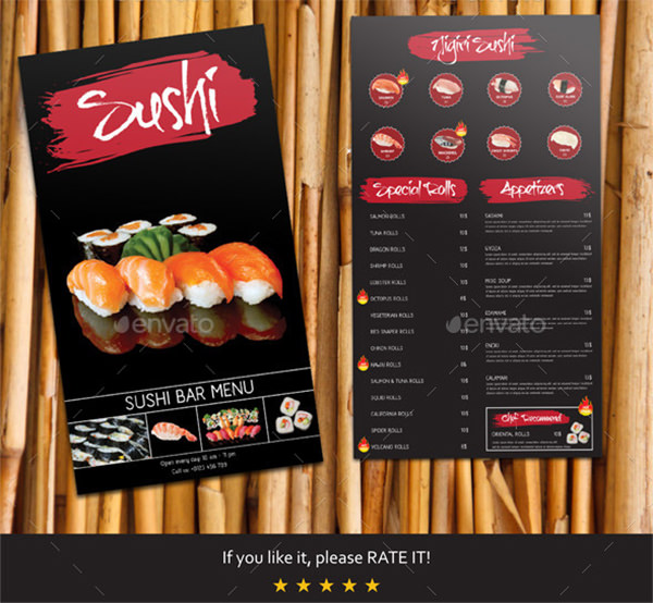 sushi bar menu template