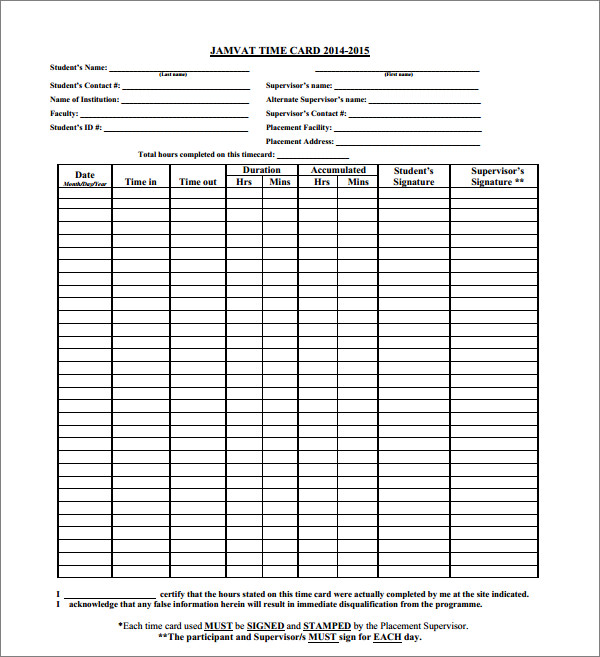 TIMECARD Template