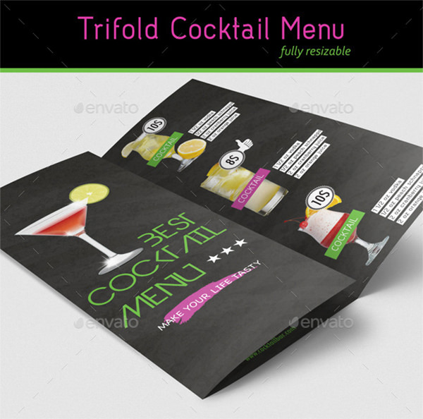 table cocktail menu template