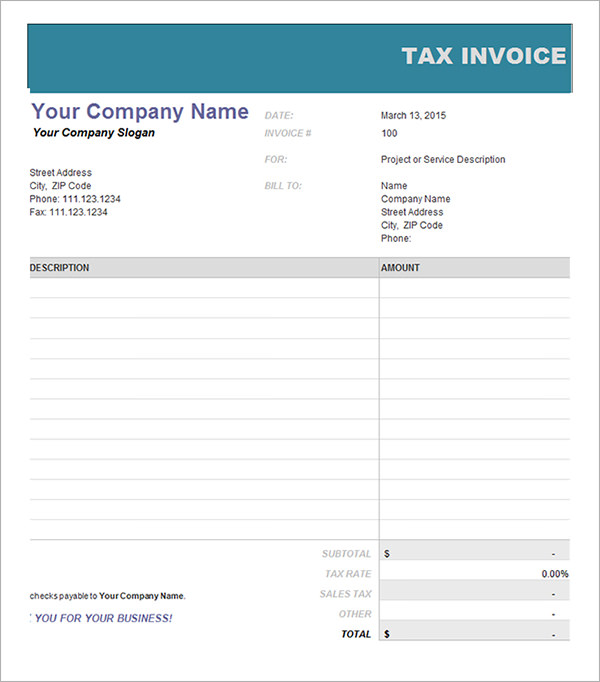 free 18 customisable tax invoice templates in google docs google sheets excel ms word numbers pages