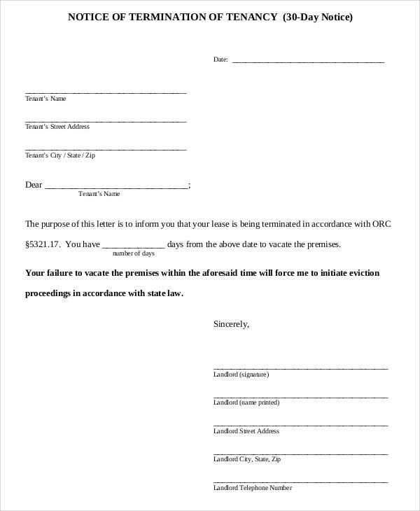 best free printable 30 day eviction notice template perkins website