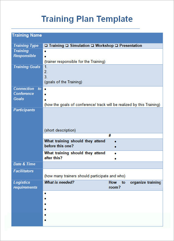 Sample Training Plan Template For Employees