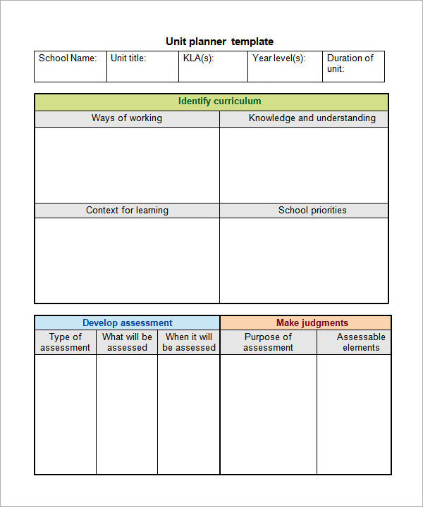 unit plan example