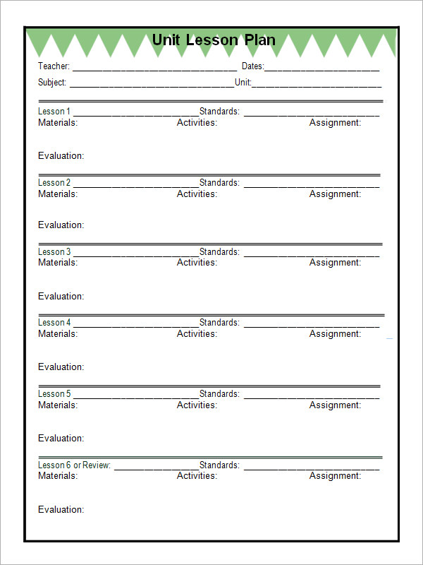 12 Sample Unit Plan Templates to Download for Free | Sample Templates