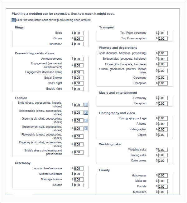 wedding budget planner google doc