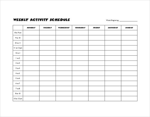 35+ Sample Weekly Schedule Templates  Sample Templates