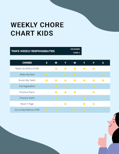 weekly chore chart kids