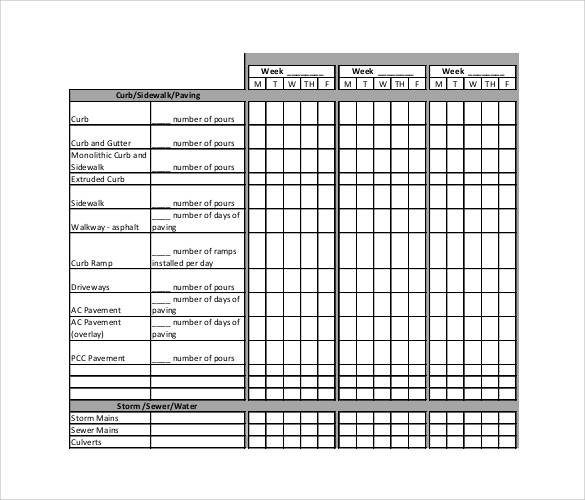weekly construction schedule template