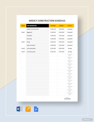 weekly construction schedule template1