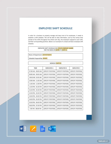 weekly employee shift schedule template