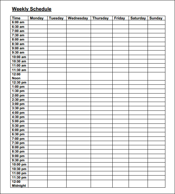 Weekly Schedule Template 9+ Download Free Documents in