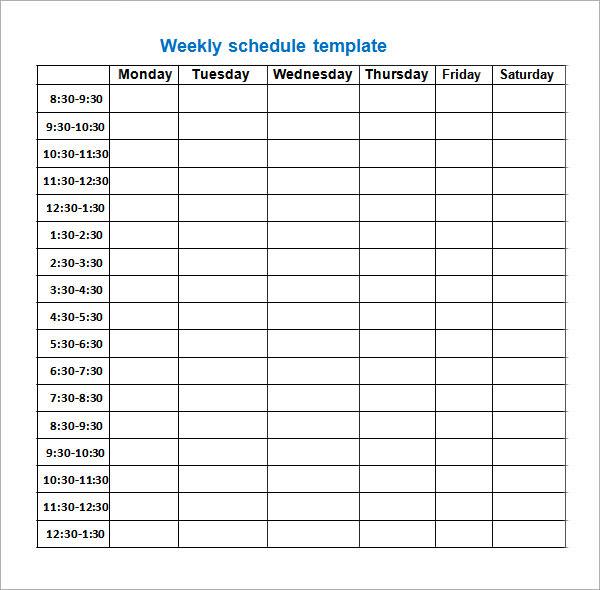 7 sample class schedules sample templates