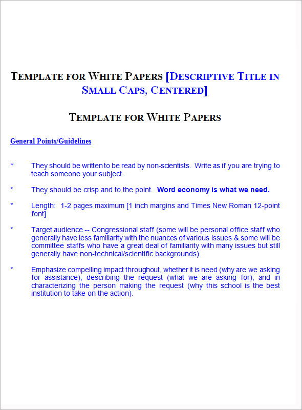 FREE 12+ White Paper Templates in PDF MS Word