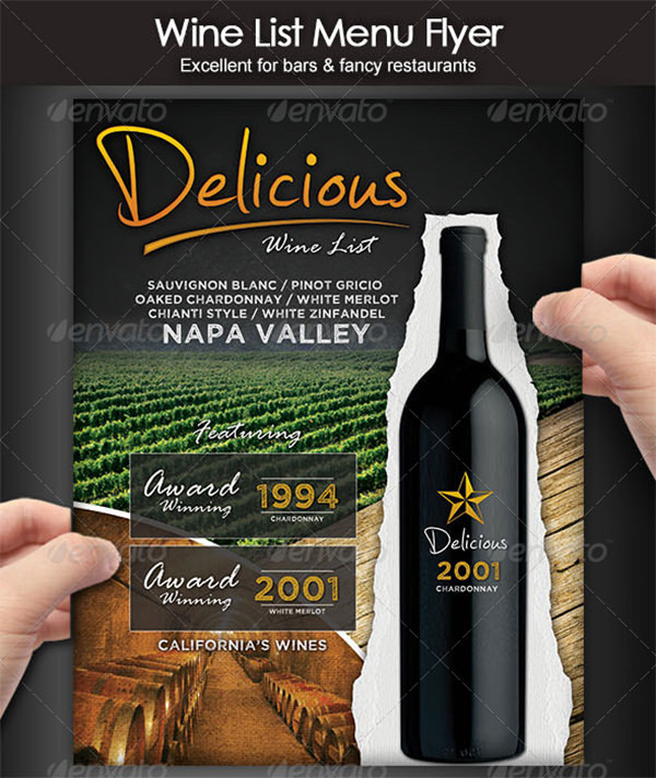 wine list menu flyer