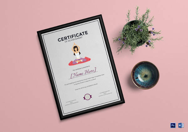 yoga achievement certificate template