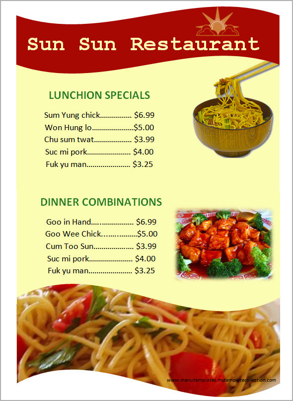 chinese food menu