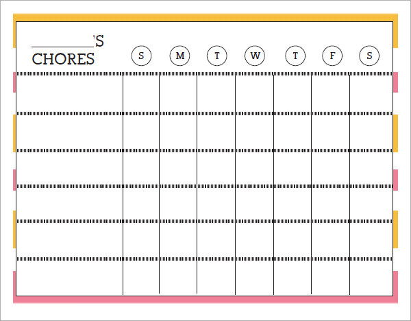 Microsoft Word Chore Chart Template