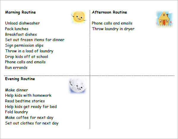 kids daily schedule template word