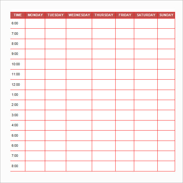 daily schedule template printable for kids