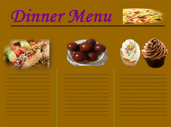 dinner menu template