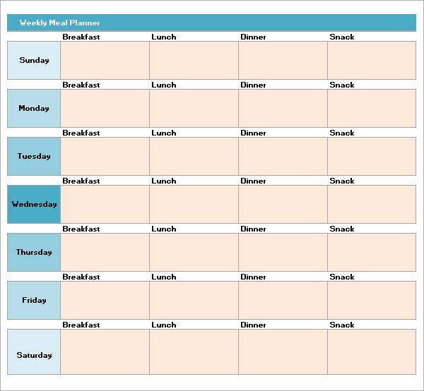 daily menu calendar