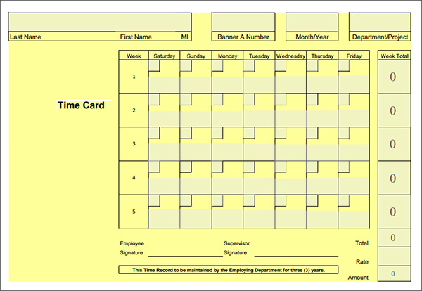 Free 16 Time Card Calculator Templates In Pdf Ms Word Excel 0920