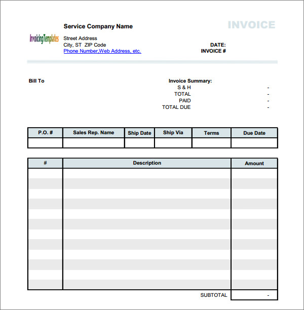 genericservice invoice template