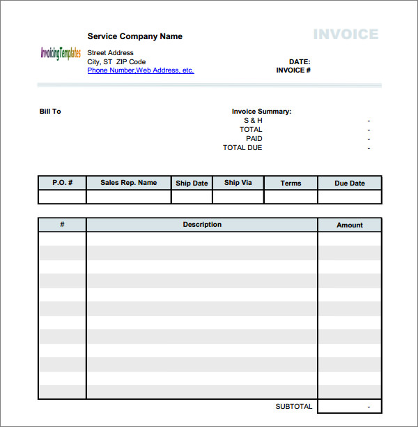 free 47 sample blank invoice templates in ms word