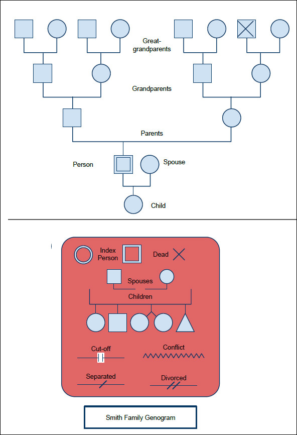 example genogram of three generations social work