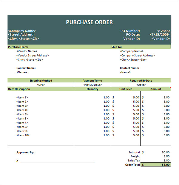 international purchase order template