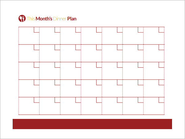 menu calendar templates