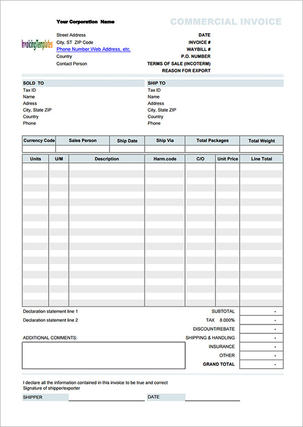 free 22 commercial invoice templates in google docs google sheets