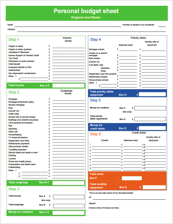 free 12 personal budget samples in google docs google sheets excel