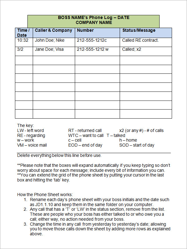 phone message template word