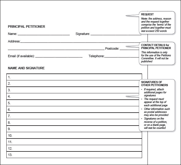 printable blank petition template1