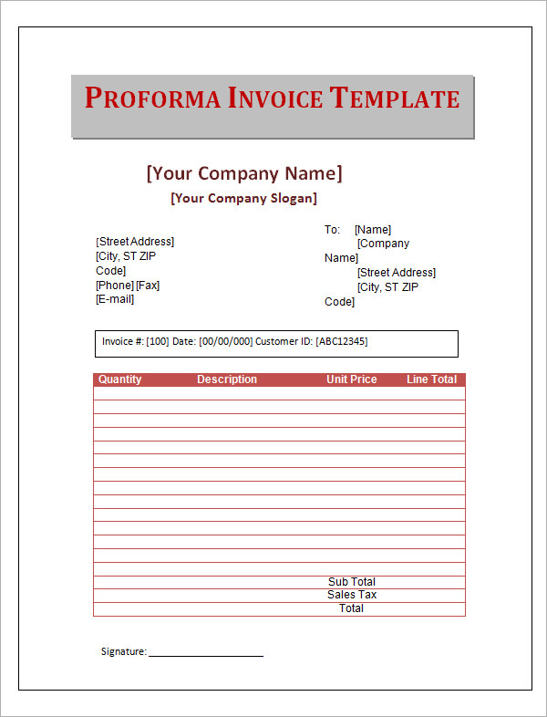 invoice an form download 15  for Invoice Template  Sample Proforma Sample Download