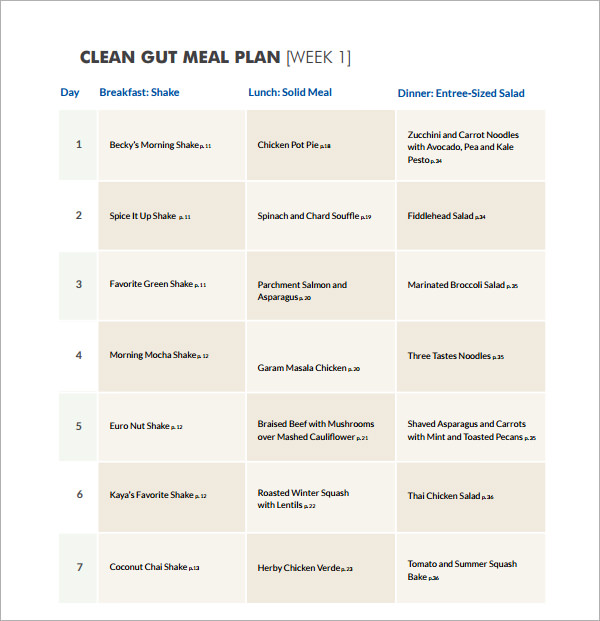 sample meal plan